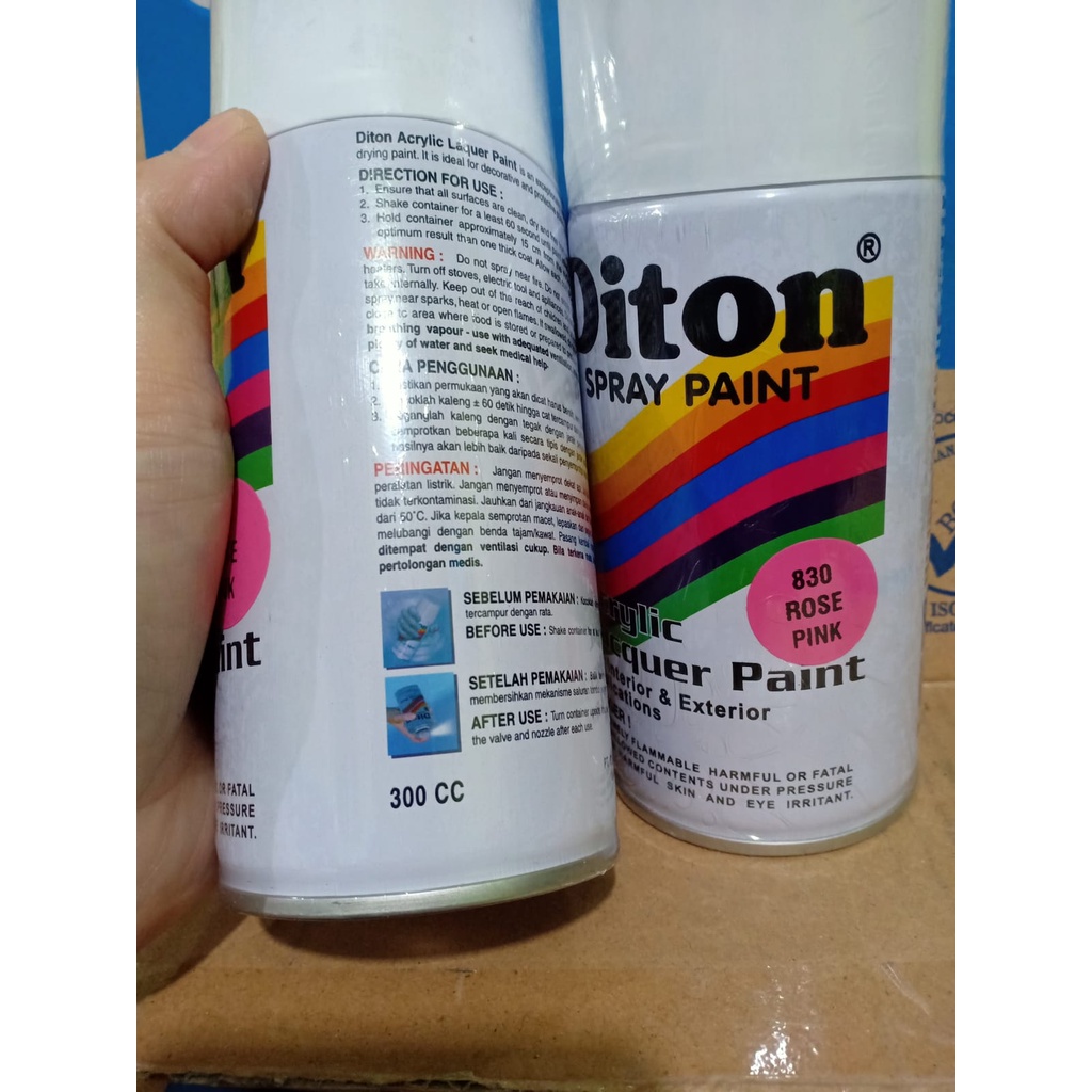 SOLID COLOURS DITON Spray Paint Acrylic Lacquer Paint Pilox Pilok Cat Semprot - 830 ROSE PINK / MERAH MUDA / PINK ROSE (300cc / 300ml)