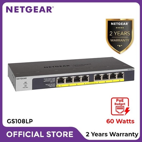 Netgear GS108LP 8 Port Gigabit PoE+ Unmanaged Switch for IP Camera w