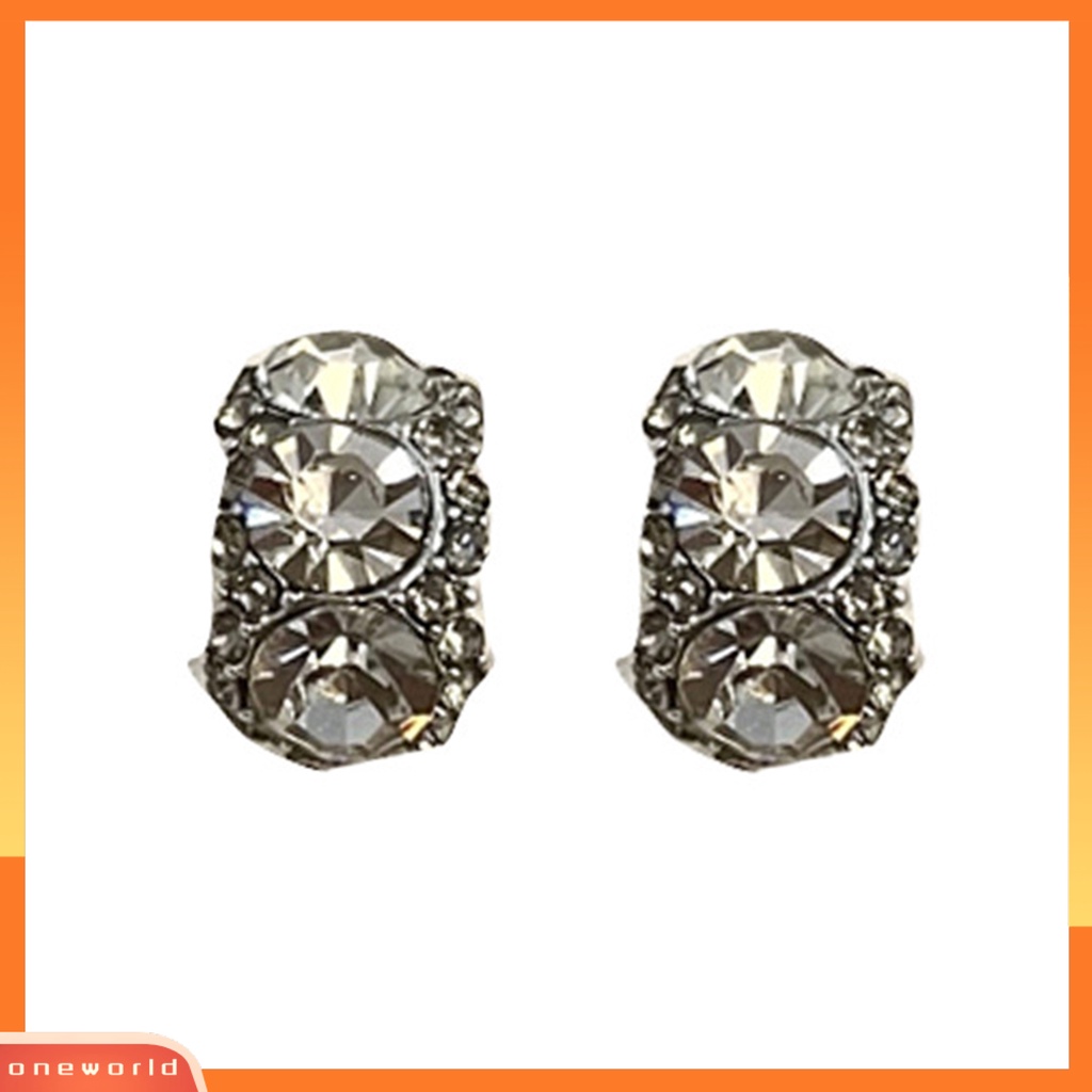 [EONE] 1pasang Ladies Earrings Berlian Imitasi Hias Shiny Light Mewah Chic Unik Dress Up Alloy C Type Menjuntai Earrings Hadiah