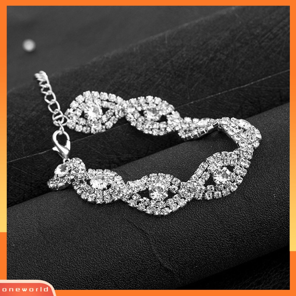 [EONE] Gelang Pengantin Geometris Berlian Imitasi Vintage Elegan Tahan Lama Gelang Untuk Pernikahan