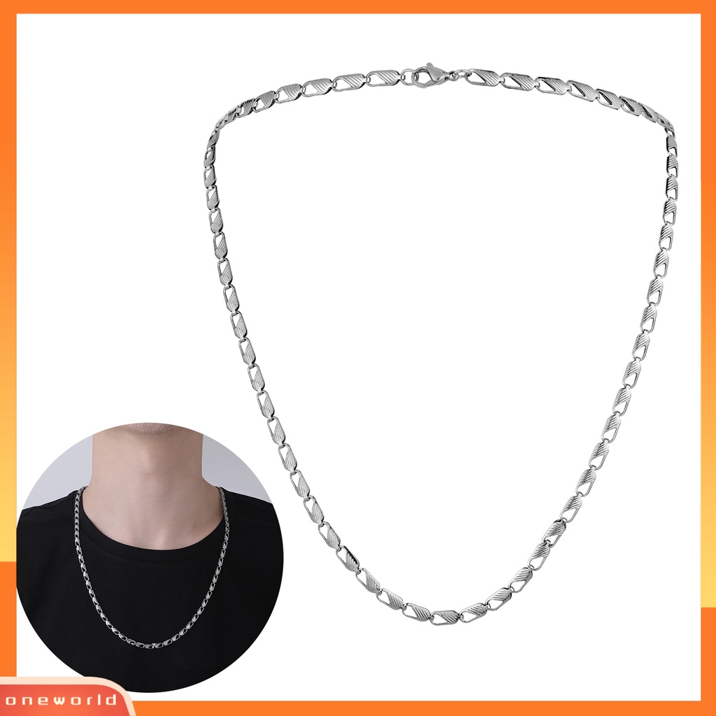 [EONE] Pria Kalung Warna Solid Bland Ringan Tekstur Miring Patchwork Keren Hip Hop Berongga Keluar Lobster Klip Pria Leher Rantai Laki Perhiasan