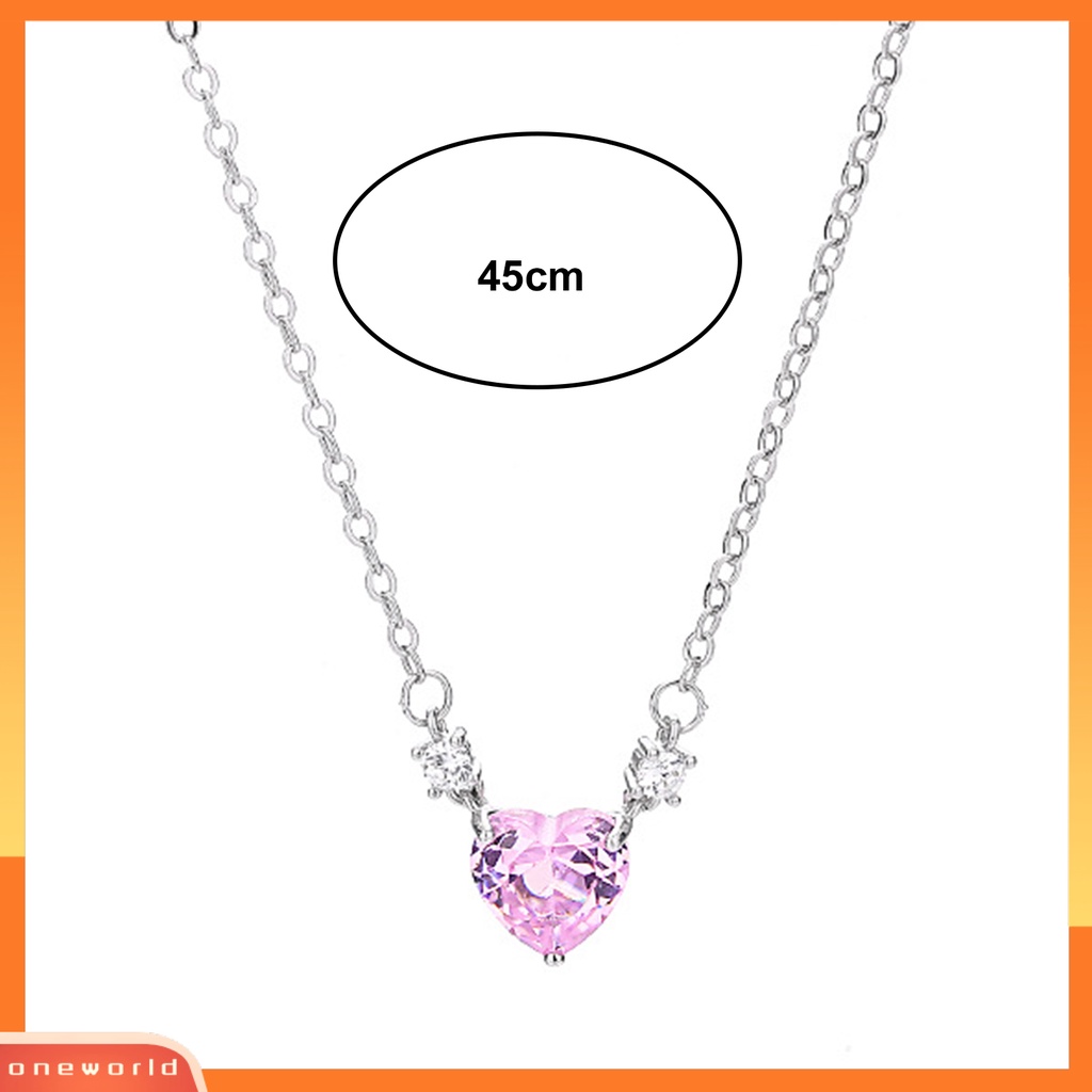 [EONE] Wanita Kalung Elegan Temperamen Hypoallergenic Hadiah Fashion Perhiasan Shiny Faux Crystal Heart Pendant Wanita Kalung Klavikula Untuk Pacaran