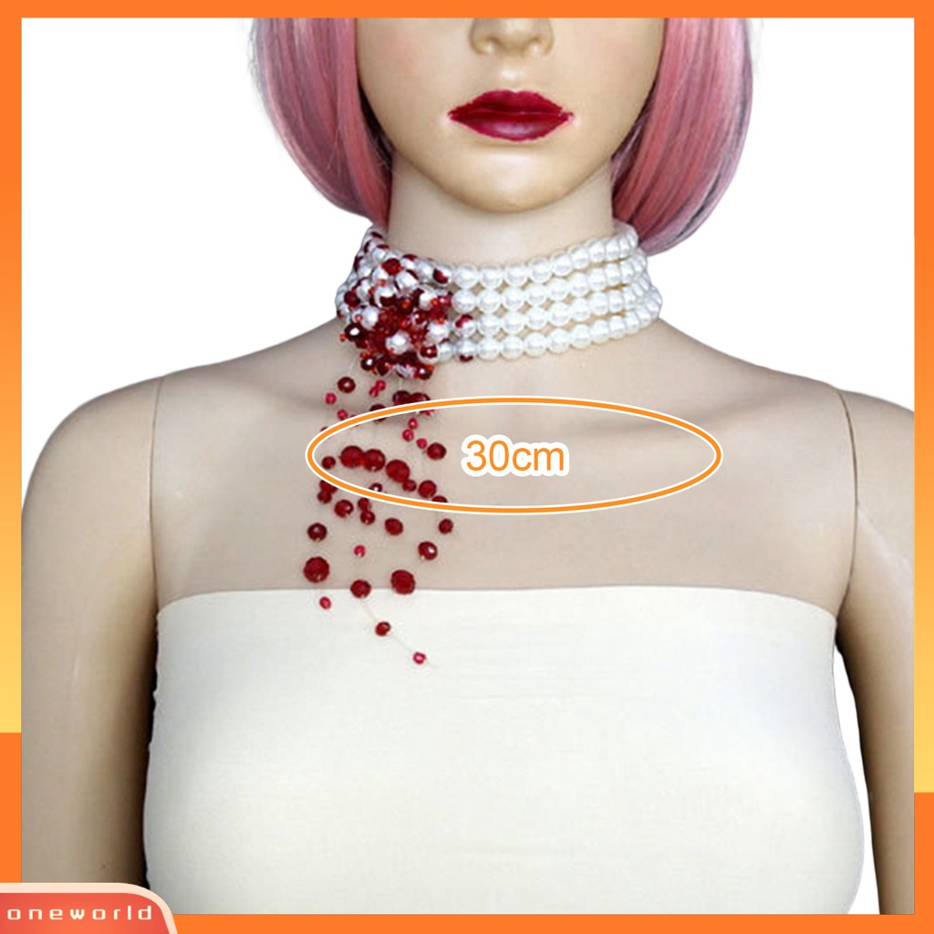 [EONE] Wanita Kalung Kristal Imitasi Horror Tetes Darah Adjustable Hias Kostum Aksesori Hadiah Mutiara Imitasi Pesta Halloween Choker Necklace Untuk Perjamuan