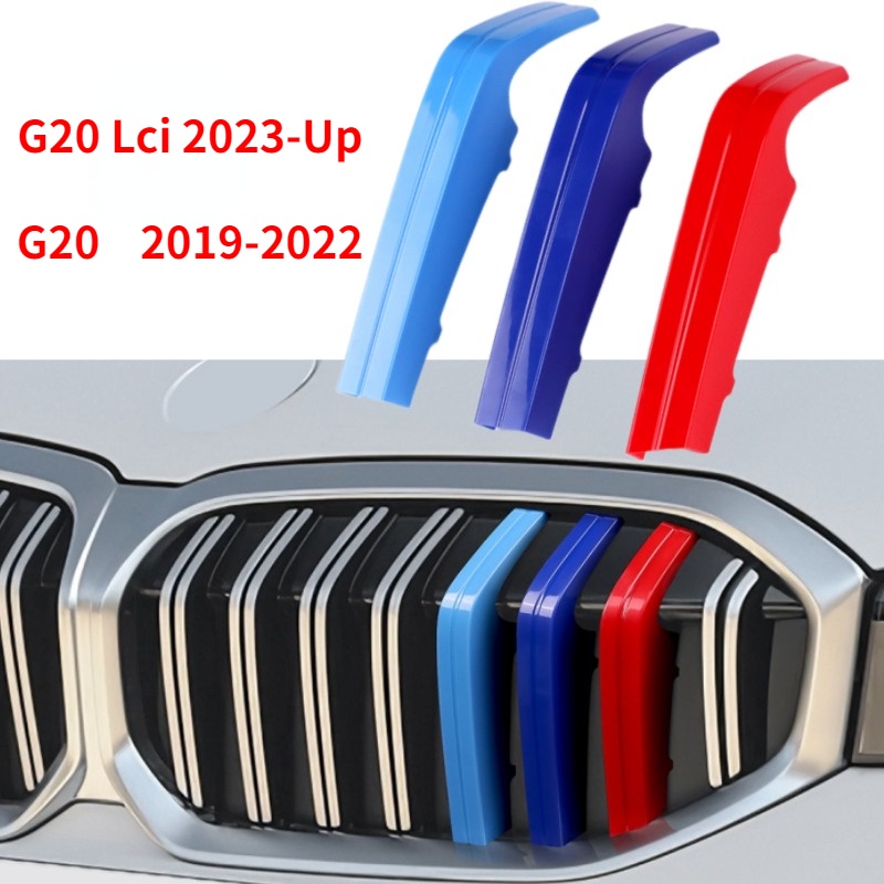 3d Mobil Front Grille Trim Strips Grill Cover Stiker Untuk BMW G20 G20 Lci 2019 2020 2021 2022 2023 Baru 3seri M Aksesoris