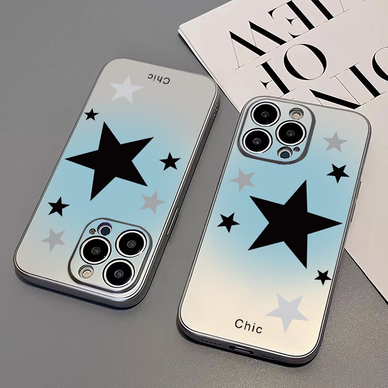 IPHONE Star Soft Case Kompatibel Untuk Iphone14 13 12 11 Pro Mini XS Max Casing Ponsel XR X8 7 6S+Plus Electroplate TPU Silikon Shockproof Cover