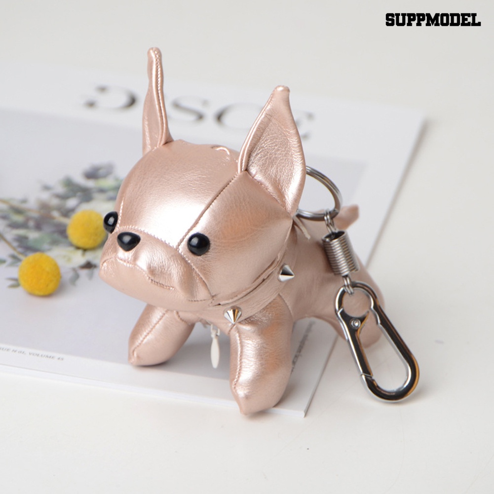 [SM Auto] Boneka Kulit Imitasi Mini Bulldog Puppy Gantung Pendant Gantungan Kunci Keychain Dekorasi