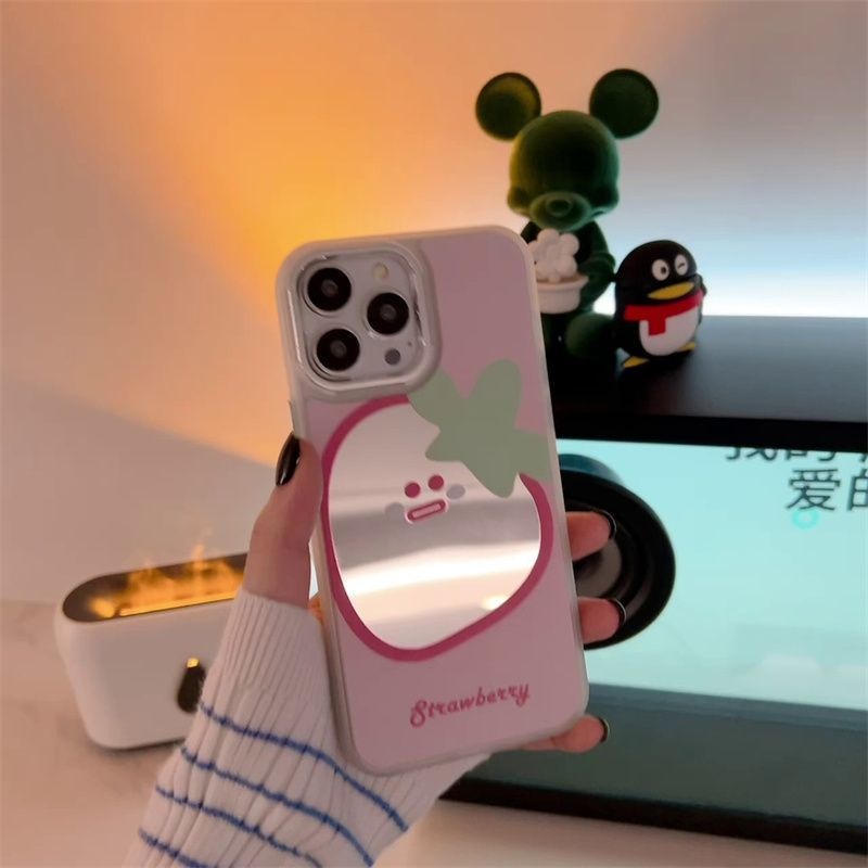 IPHONE Casing Ponsel Desain Buah Buahan Ekspresi Berwarna Cermin Baru Kompatibel Dengan Iphone12 13 14 11 Pro Max X Xs Max Xr Ggdcf