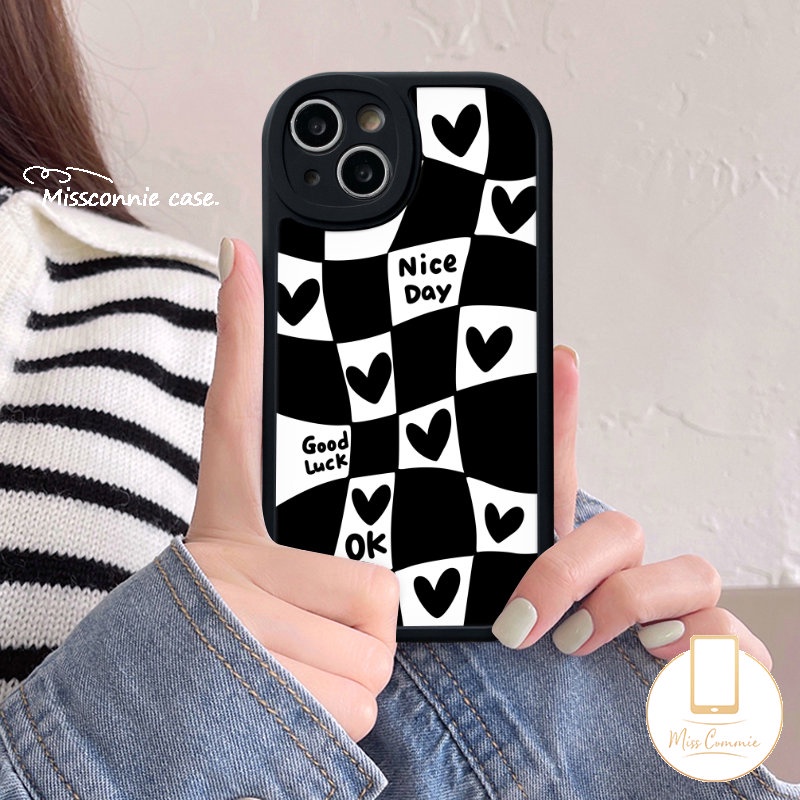 Case Untuk Realme C53 C55 C25Y C35 C30 C25s 10 8 Pro C1 C12 C3 C31 5 8i 6i 9i 6 6s 5i 7i C11 C15 C20 C17 C20A C21Y C21 Blok Tidak Teratur Kotak-Kotak Cinta Hati Smiley Lucu Soft Cover