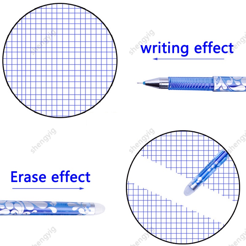 20pcs Pena Dihapus Gel Pen Jarum Tabung Dihapus Isi Ulang Tinta Hitam Biru Netral 0.5mm Tanda Tangan Pena Transparan Inti Kantor Sekolah Alat Tulis