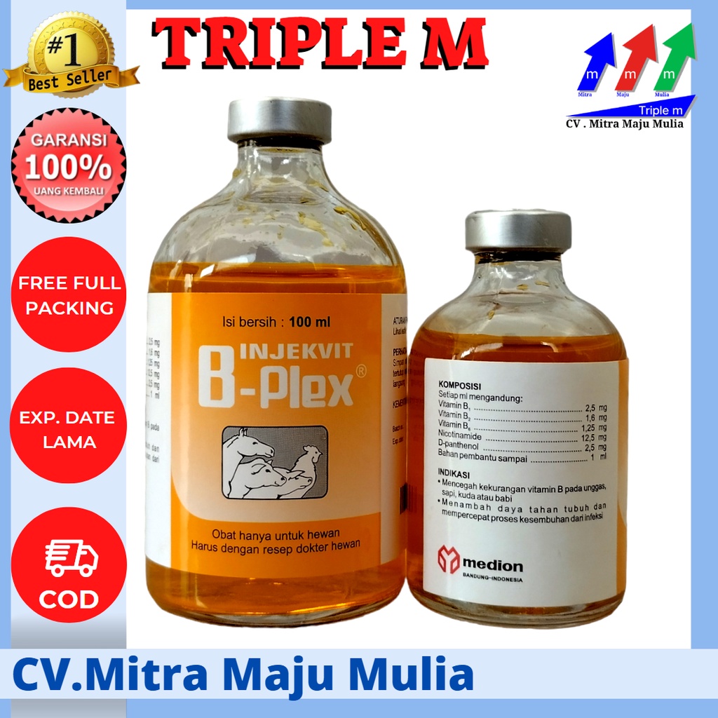 VITAMIN B KOMPLEK 50 ml dan B KOMPLEK 100 ml MEDION Meningkatkan Produktifitas dan Sistem Kekebalan Tubuh Hewan