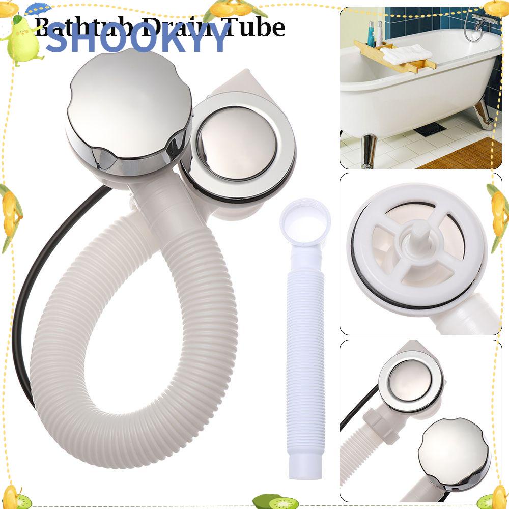 Chookyy Tabung Pembuangan Bathtub Chrome Pop-Up Sambungan Kit Kamar Mandi Bath Overflow