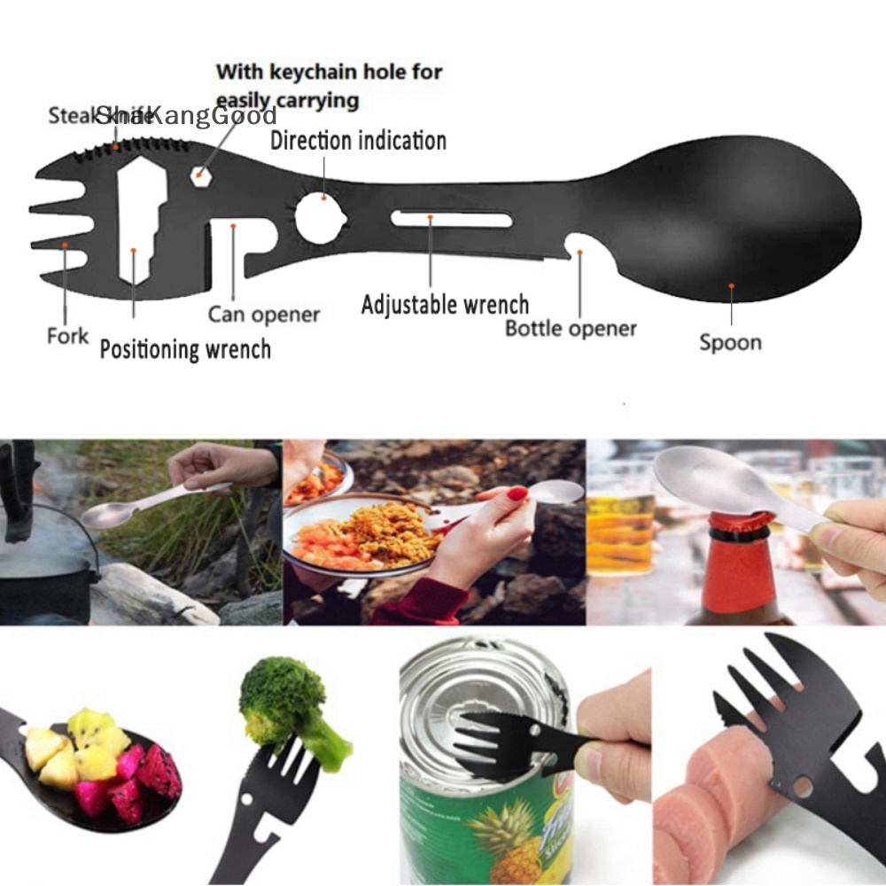 Skid 10in1 al Stainless Steel Sendok Garpu Portable Outdoor Camping Picn SKK