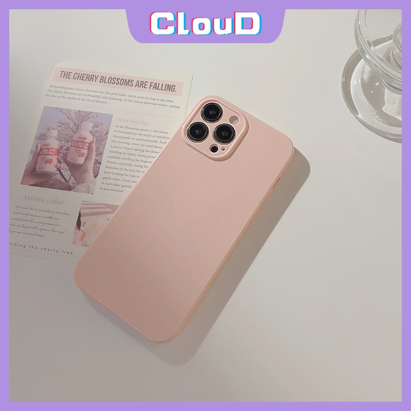 IPHONE Case Warna Permen Macaron Sederhana Kompatibel Untuk Iphone11Xr 7Plus 14 13 11 12 Pro Max 8Plus X XS Max Mewah Warna Solid Shockproof Lembut Pelindung Lensa Kamera Glossy Phone Cover