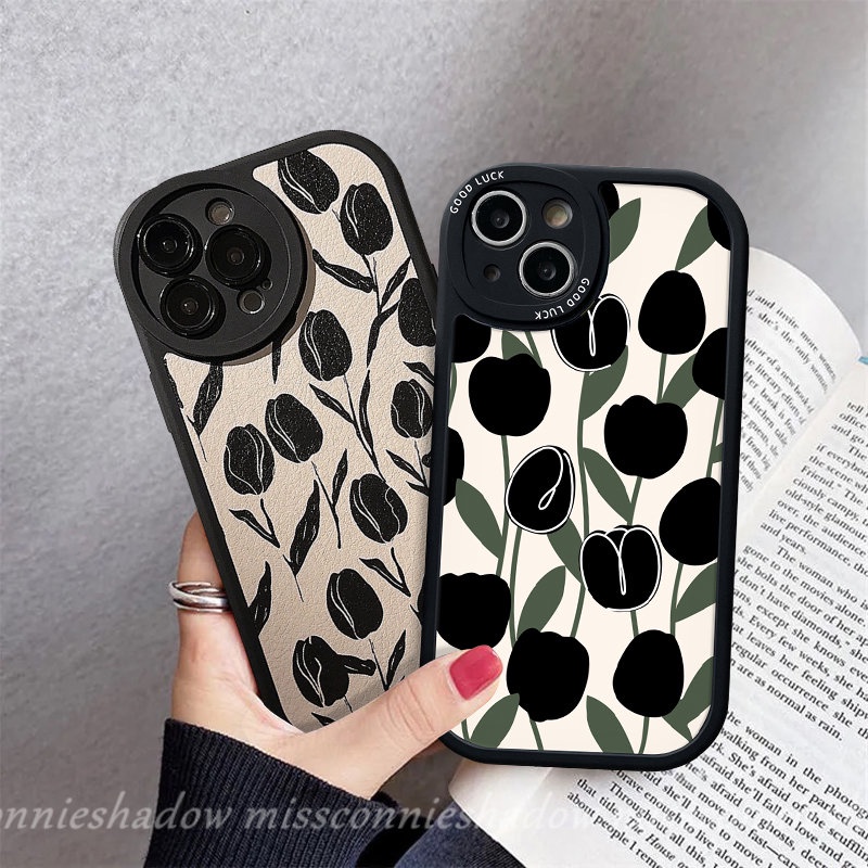 Bunga Tulip Antik Casing Lucu Untuk Infinix Smart6 5panas11 10T 10s 11s 10 9 Bermain Panas10 Lite 10T 10s 11 11s Note8Bunga Retro Tahan Guncangan Soft Case