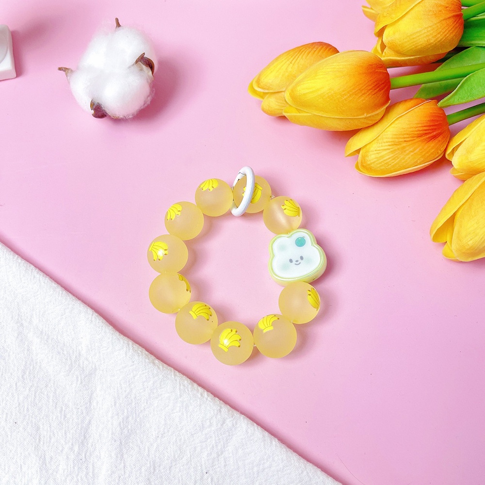 Permen Berwarna Frosted Bunny Keychain Anti Rontok Keychain Wristband DIY Phone Case Gelang