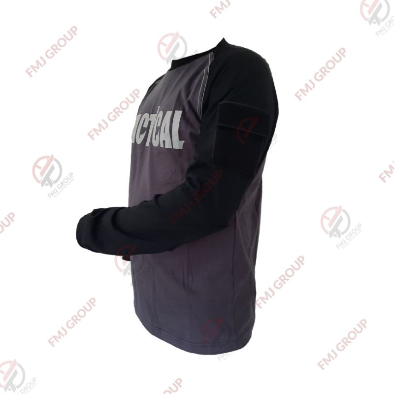 Kaos TACTICAL Lengan Panjang Kombinasi Abu-Hitam / Kaos Panjang TACTICAL / Kaos Reglan Tactical Pria