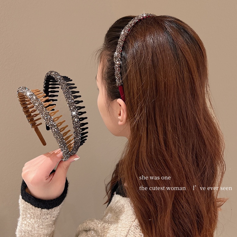 Korea Fashion Baru Langit Bintang Ditekan Rambut Anti Slip Kepala Hoop Net Merah Fragmented Hair Hoop