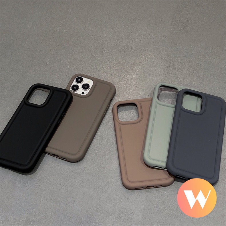 IPHONE Menebal Airbag Shockproof Case Kompatibel Untuk Iphone7 6 6S 8Plus XR XS X Max 8Plus 11 13 12 14 Pro Max 7Plus SE 2020 Liquid Silicon Mewah Simple Matte Polos Soft Cover