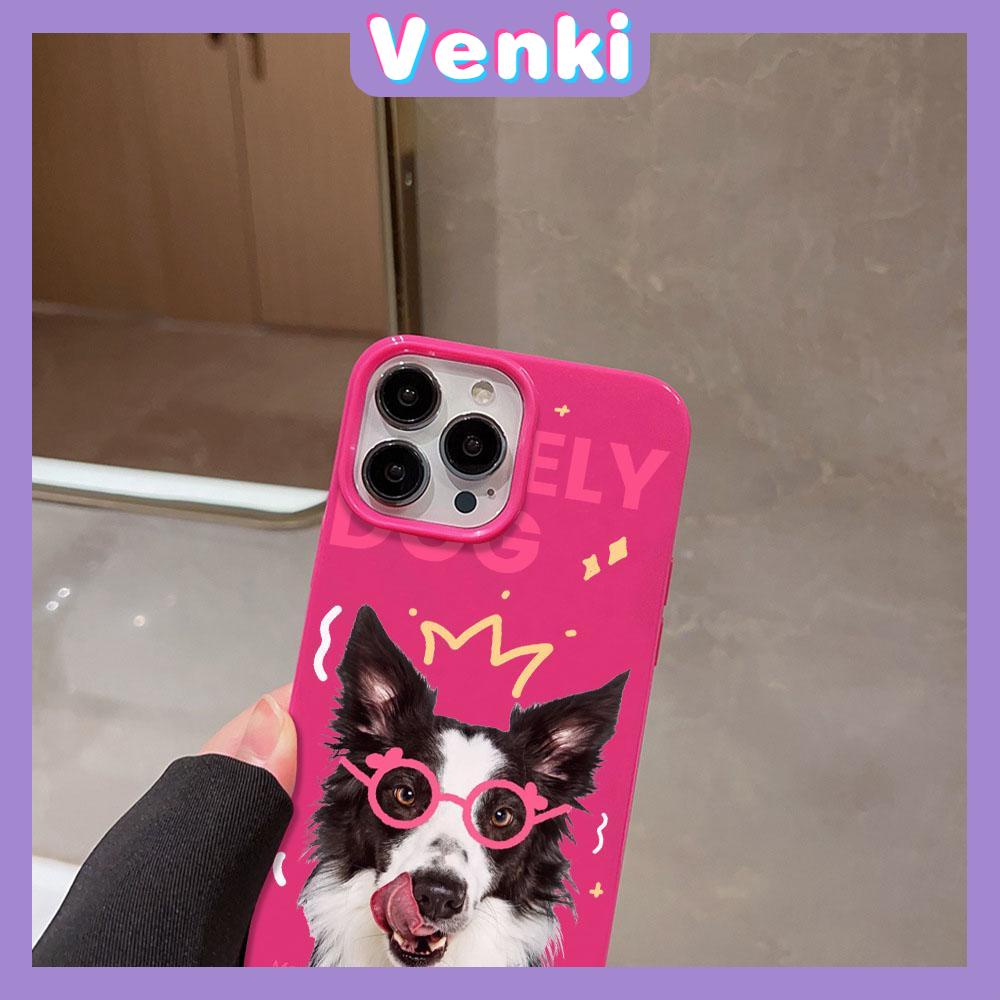 VENKI - For iPhone 11 iPhone Case Red Glossy TPU Soft Case Shockproof Protection Camera Cute Glasses Good Dog Compatible with iPhone 14 13 Pro max 12 Pro Max xr xs max 7Plus 8Plus