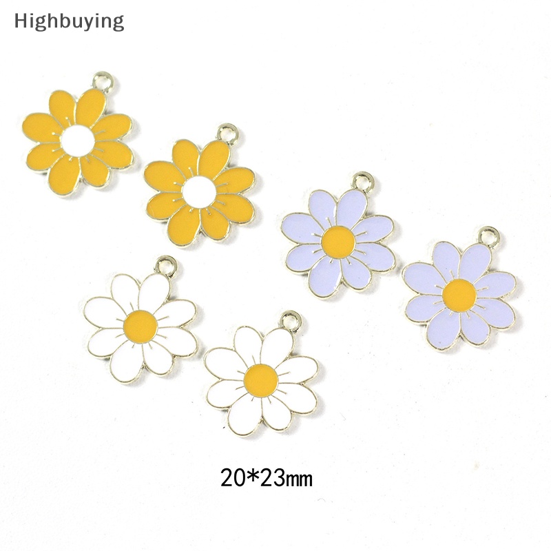 Hbid 10pcs Enamel Daisy Flower Ch Untuk Kalung Liontin Anting DIY Ch Glory