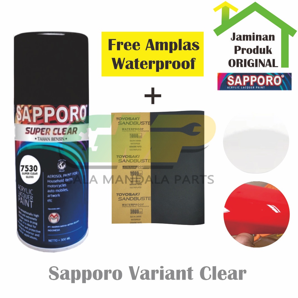 

Sapporo Super Clear Doff Glossy Pilox Tahan Bensin Cat Semprot Aerosol
