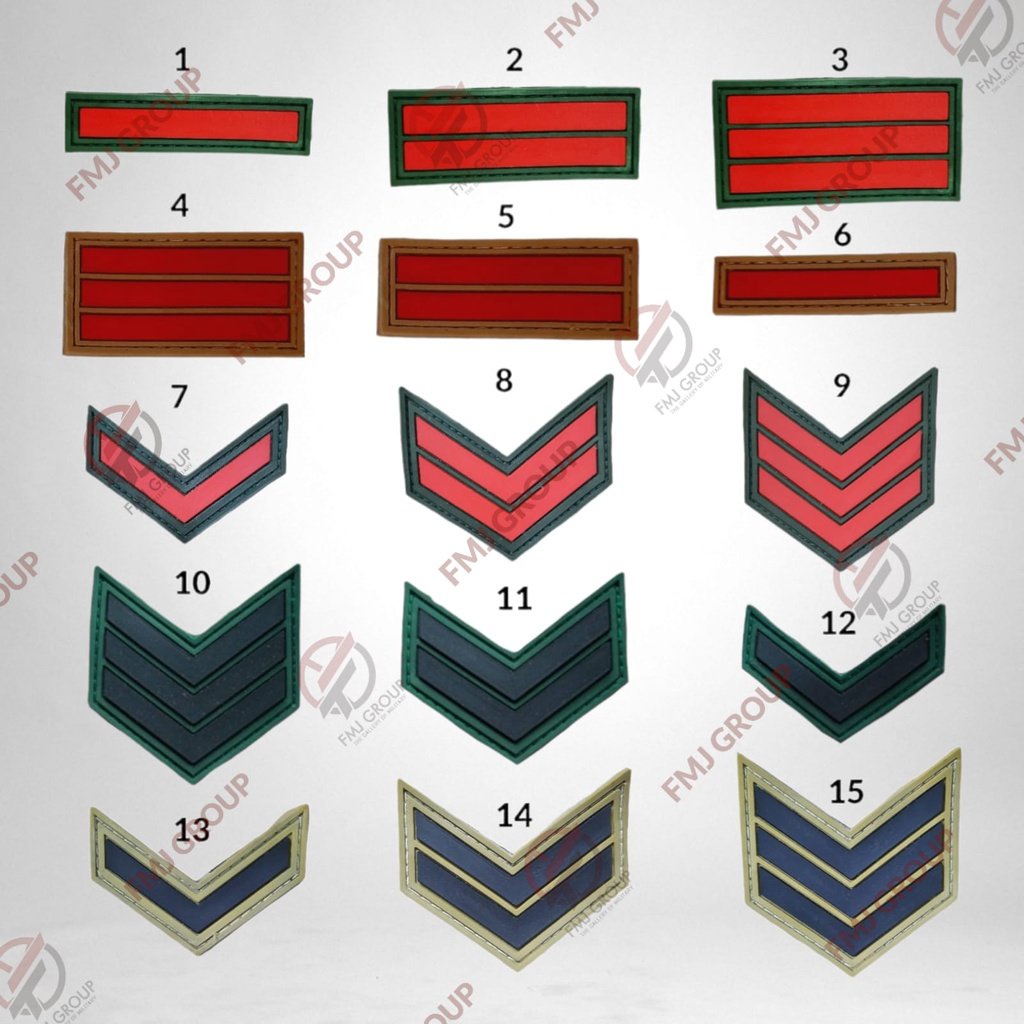 Emblem Patch Rubber Bet Pangkat pdl pdh sertu, serka, serda, praka, prada, pratu