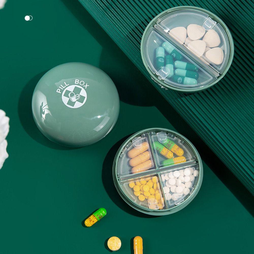 【 ELEGANT 】 Portable Pill Cases Candy Box Nordic Medicine Case Wadah Organizer Obat Sekat Bulat Organizer Tempat Penyimpanan