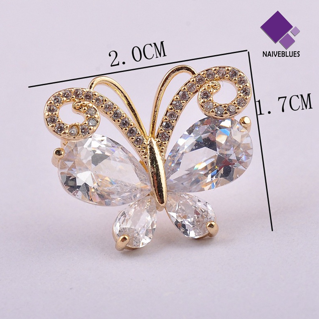 &lt; Naiveblues &gt; Butterfly Bros Berongga Elegan Retro Mulia Berlian Imitasi Kupu-Kupu Bisnis Lapel Pin Perhiasan