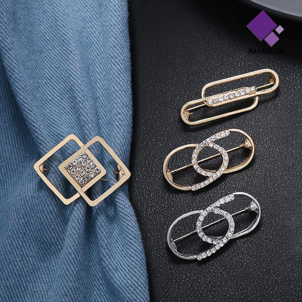 &lt; Naiveblues &gt; Pin Bros Berkilau Bentuk Geometris Tahan Karat Korosi Mempesona Paduan Visual Shiny Pin Brooch