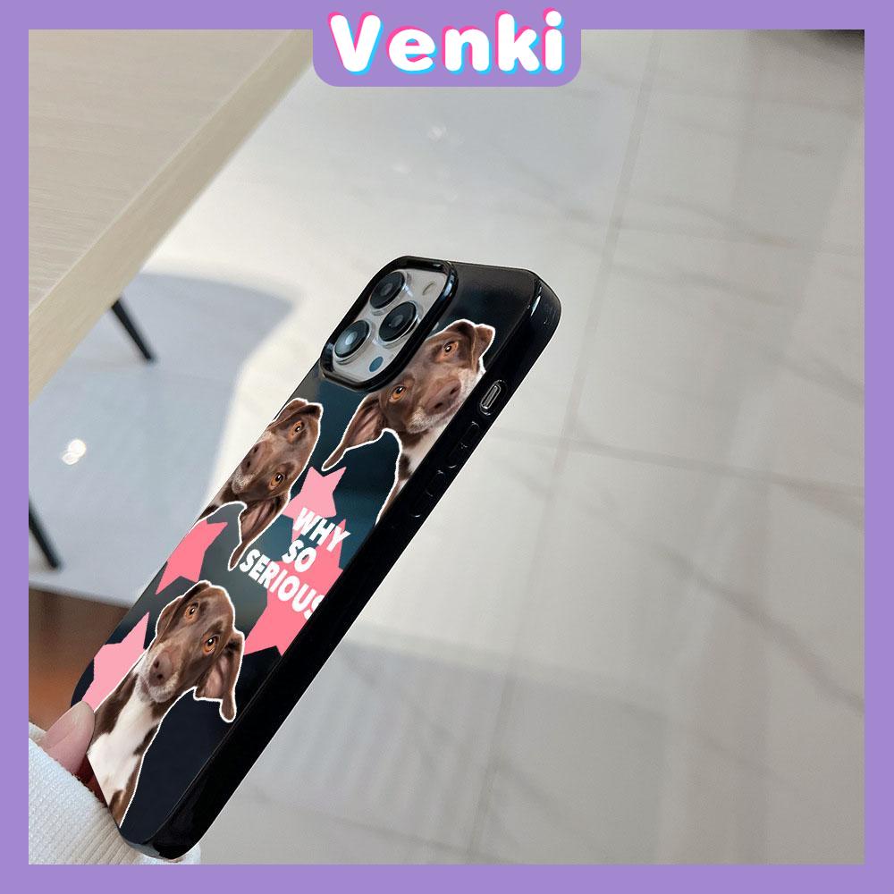 VENKI - For iPhone 11 Phone Case Black Glossy TPU Soft Case Shockproof Protection Camera Dog Simplet English Compatible with iPhone 14 13 Pro max 12 Pro Max xr xs max 7 8 Plus