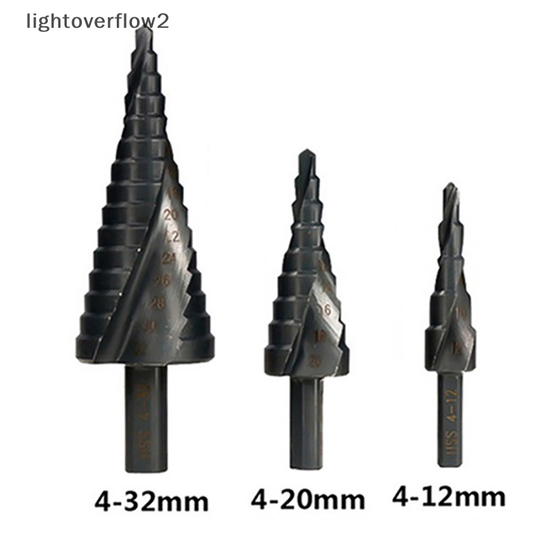 [lightoverflow2] 3pcs/set 4-32MM HSS Cobalt Stepped Drill Bit Set Lubang Spiral Nitrogen [ID]