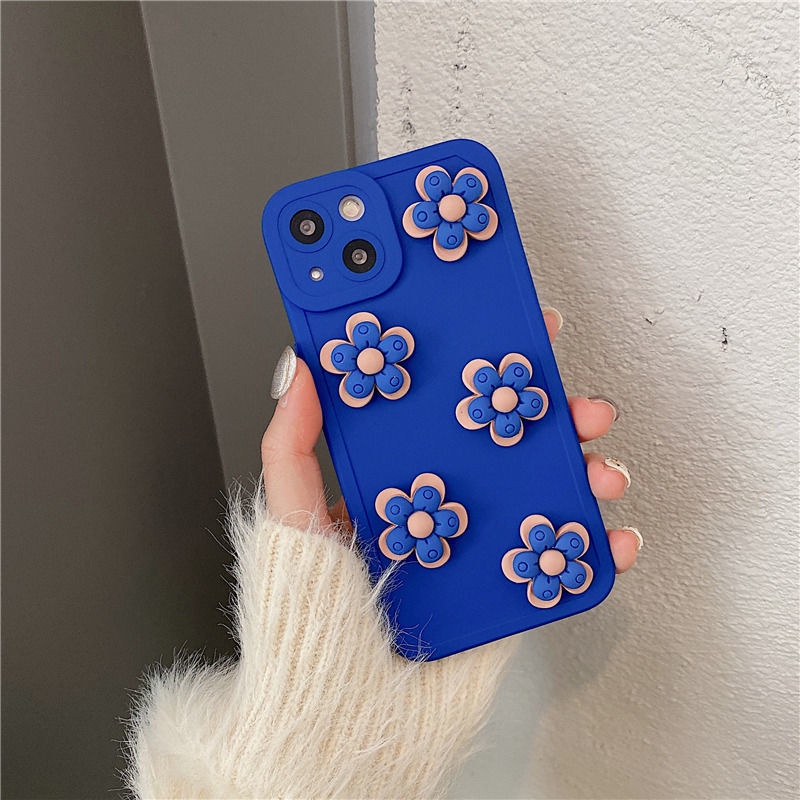 IPHONE Klein Casing Ponsel Desain Boneka Lima Bunga Biru 3D Kompatibel Dengan Iphone12 13 14 11 Pro Max X Xs Max Xr vvplk