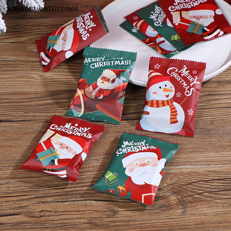 Deid 100Pcs Christmas Hot Seal Bags Kemasan Biskuit Xmas Tahun Baru Perlengkapan Pesta Martijn