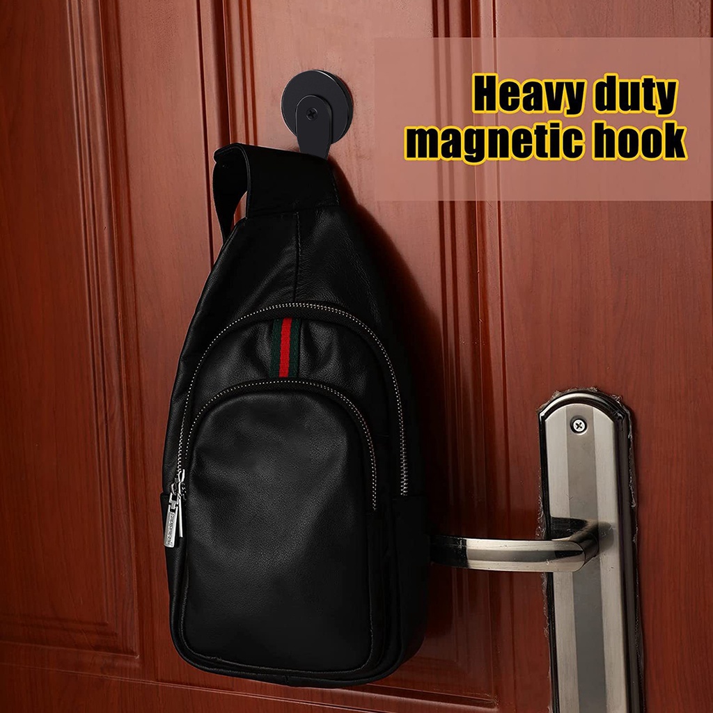 New Strong Magnetic Hook Gantung Di Pintu Alat Finishing Indoor Magnet Logam Berat Hitam Kait Kulkas Dapur Cocok Untuk Pintu Metal