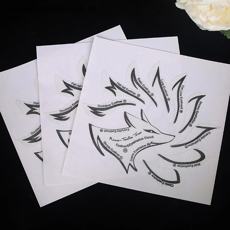 (drea) 48pcs Eyeliner Stencils Stiker Template Makeup Mata Kartu 12gaya Non-Woven//