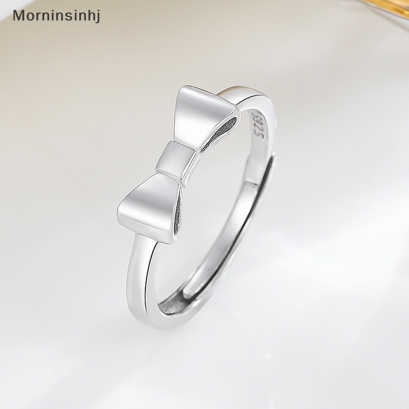 Mornin Cincin Pola Busur Sederhana Perak Cincin Halus Kepribadian Fashion Retro Cincin Wanita Perhiasan Ringan High-end Cincin Yang Dapat Disesuaikan id