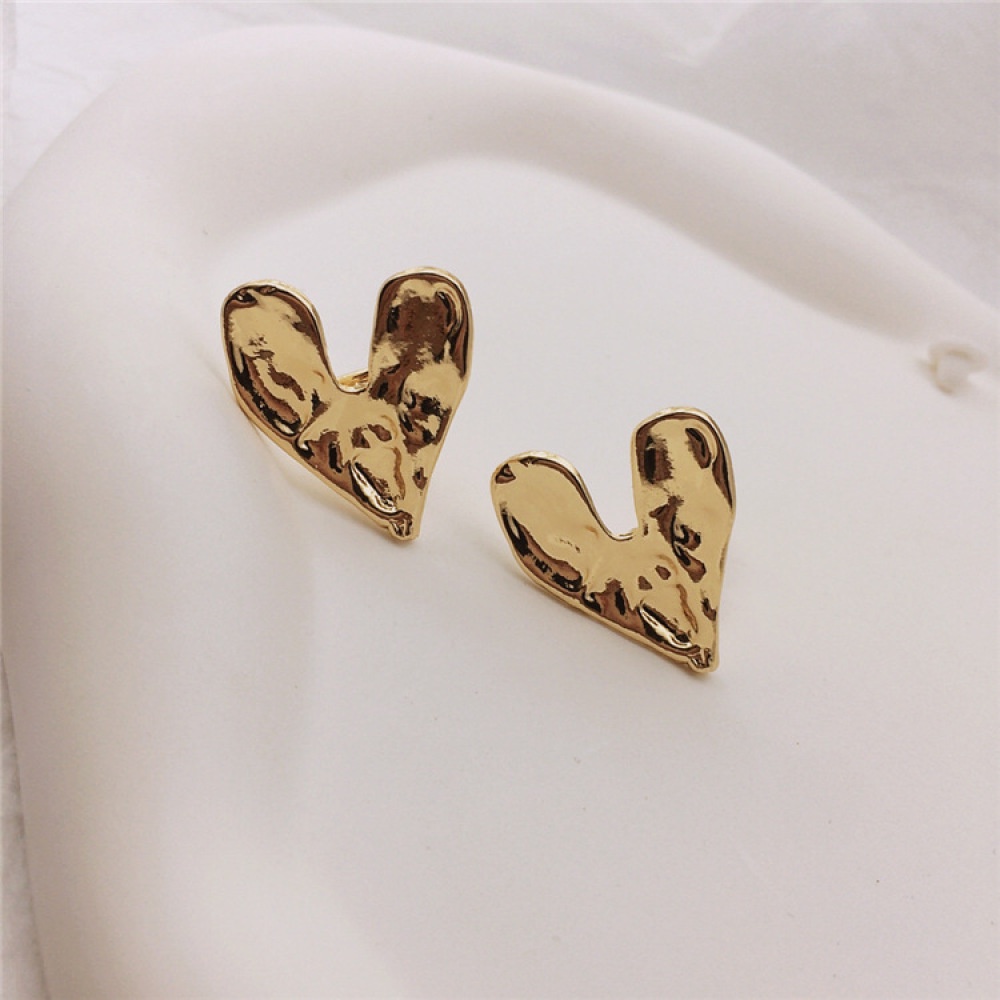 Anting Klip Hati Besar Lapis Emas Untuk Wanita Sederhana Perhiasan Logam Non Tindik Hadiah Pesta