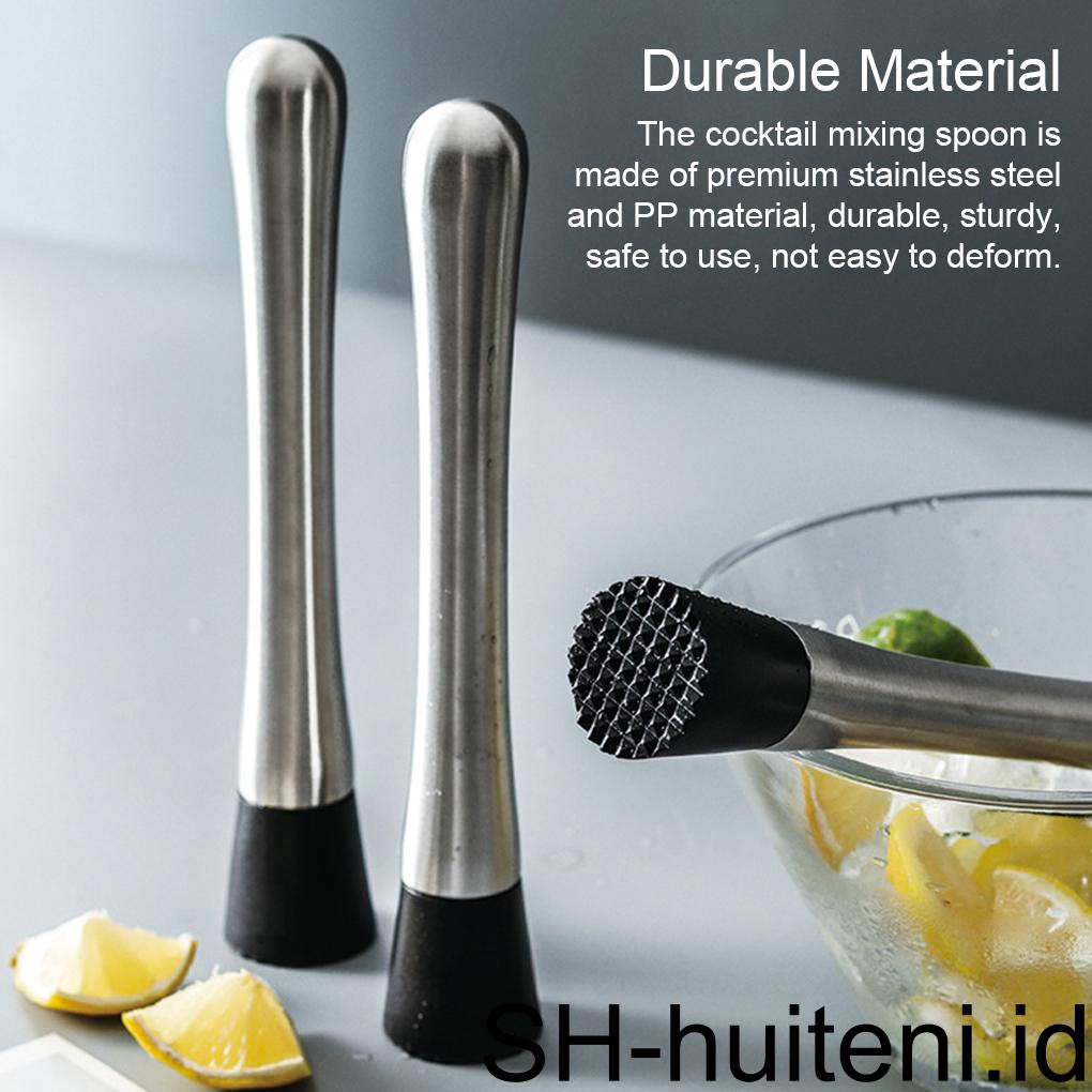 2buah Stainless Steel Cocktail Muddler Pencampuran Sendok Pengaduk Mojito Alat Pengaduk Dapur Gadget Bar Peralatan Makan