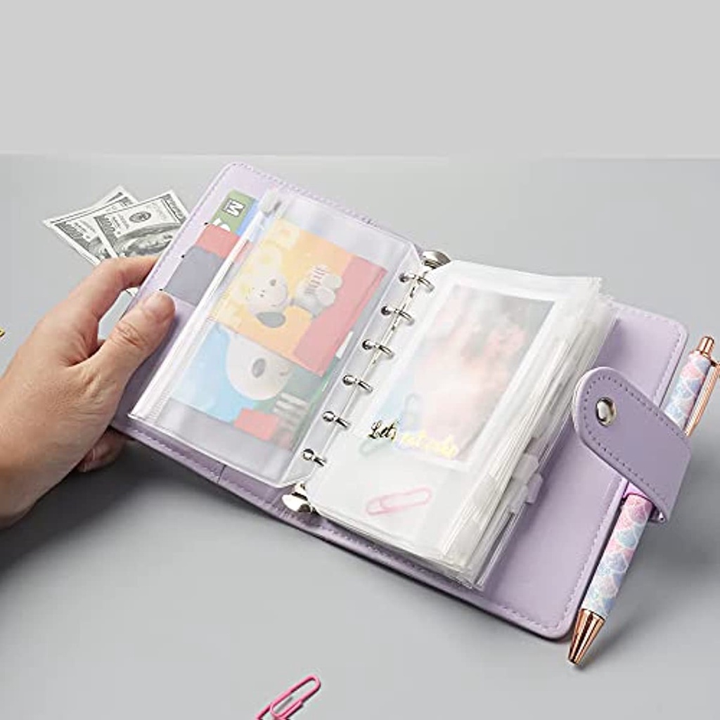 A7 Binder Notebook Dengan 8pcs Zipper Bag 2023amplop Cash Bills Organizer Folder Penyimpanan Untuk Penganggaran Hemat Uang Daily Planner PU Leather Notebook