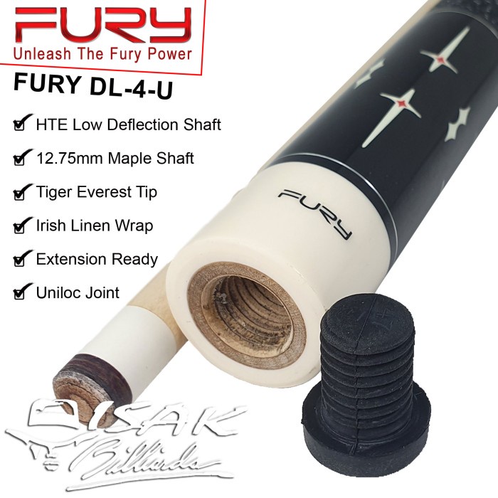 Fury DL-4 Maple Pool Cue - 13 mm - Billiard Stick Stik Biliar Bilyar
