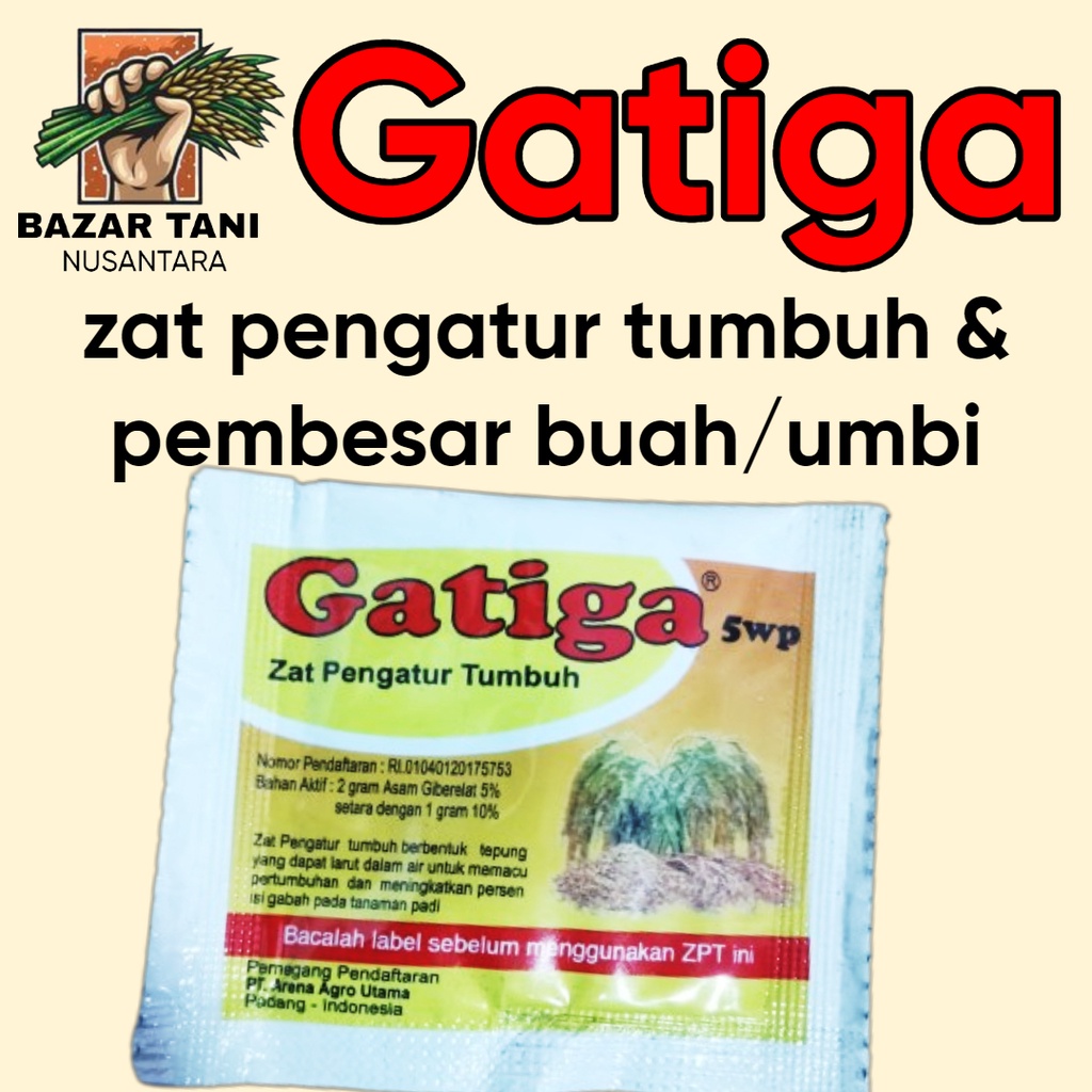 ZPT GA3 Gatiga 5wp. Gibberelic Acid 5% kemasan 2gr. zat pengatur tumbuh & pembesar buah/umbi gatiga5