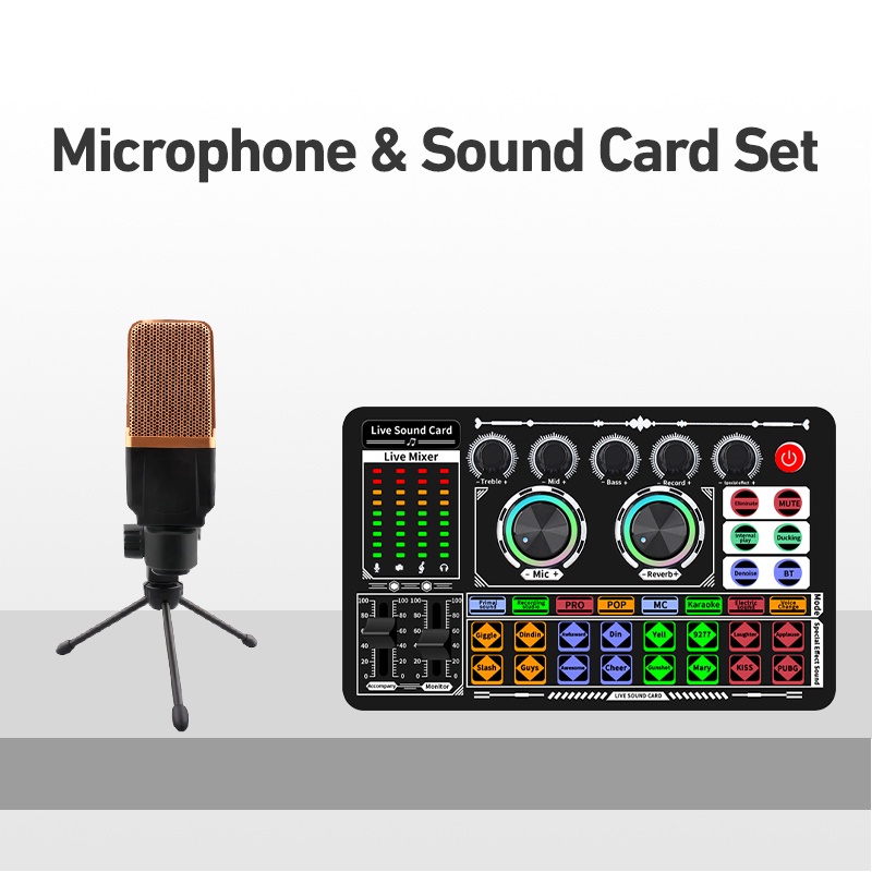 olla  F999 live sound card + M998 microphone value set live mixer computer peripherals suitable for live karaoke sound card audio HP PC Mac