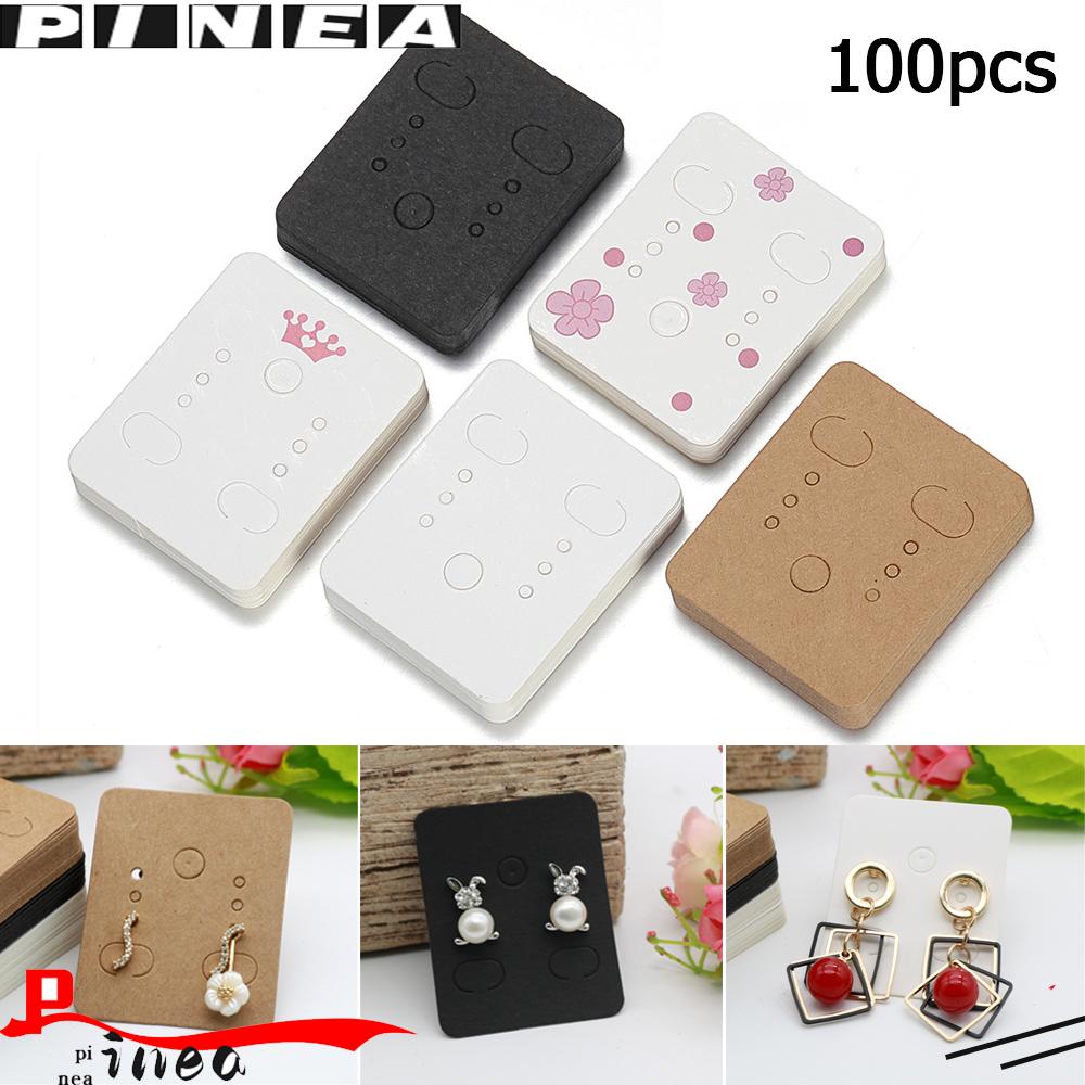 100 Pcs Kartu Holder Display Perhiasan Anting Bahan Kertas Kraft Warna Hitam Putih Ukuran 3.8x4.8cm