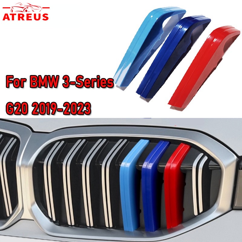 3pcs ABS Untuk BMW G20 3seri 3seri 2019-2021 2022 2023 Mobil Balap Grille Strip Trim Klip M Power Sport Aksesoris Front Grill Dekorasi