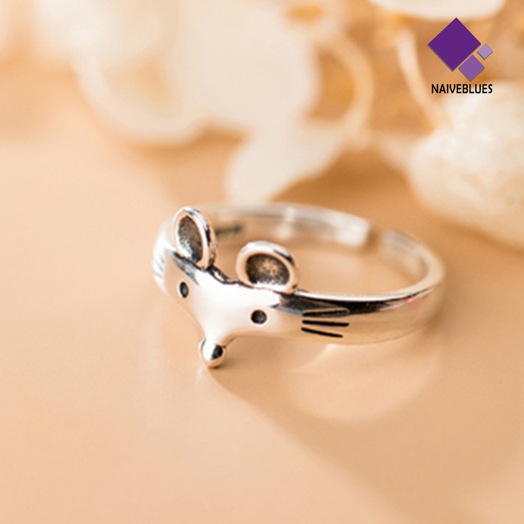 &lt; Naiveblues &gt; Wanita Cincin Tikus Vintage Perhiasan Pembukaan Adjustable Jari Cincin Pesta Perjamuan