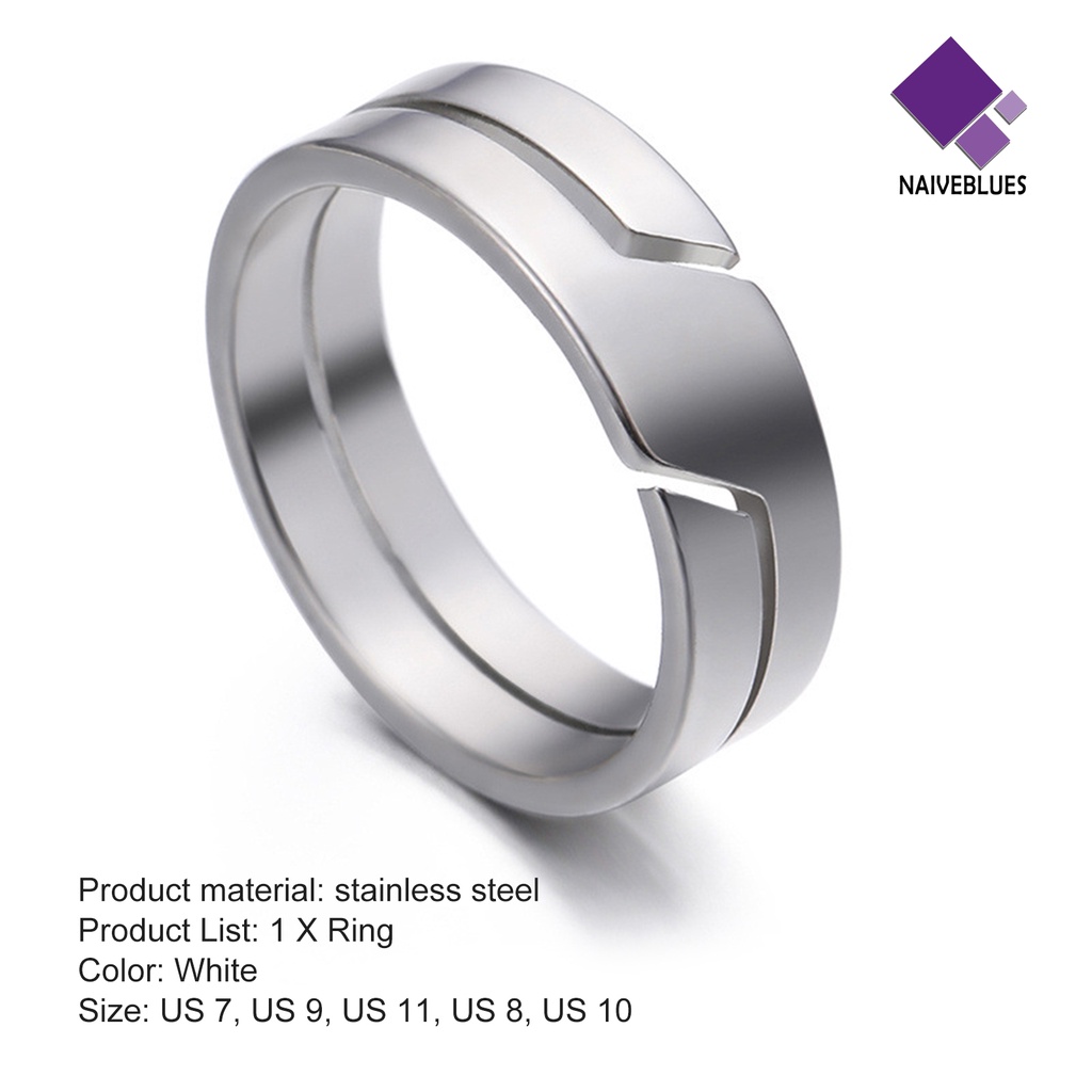 &lt; Naiveblues &gt; Cincin Couple Klasik Geometri Glossy Hias Semua Pertandingan Perhiasan Anti Karat Wanita Pola Kepribadian