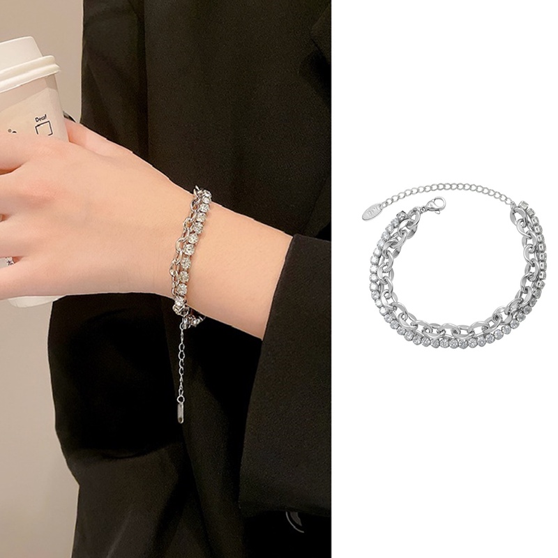 Cahaya Mewah Penuh Berlian Super Flash All-match Ins Angin Gelang Perempuan Niche Desain High-end Rasa Gelang Kepribadian Angin Dingin Perhiasan