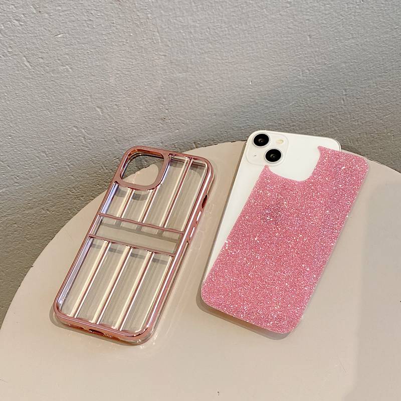 【Wave Shiny】Fashion Pretty Sparkly Bling Silicone Case for iPhone XR XS Max 11 12 13 14 Pro Max Phone Case for Women Girl Gift Pink