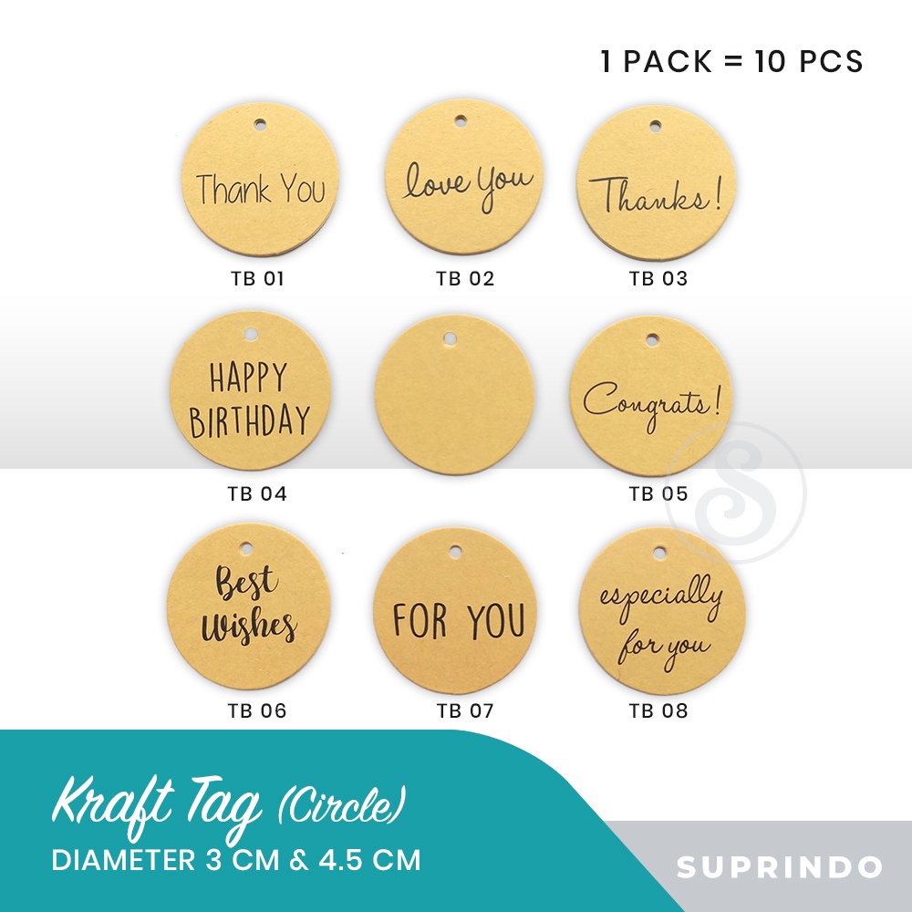 

(PER PAK) Tag Ucapan Bulat KRAFT 01-08