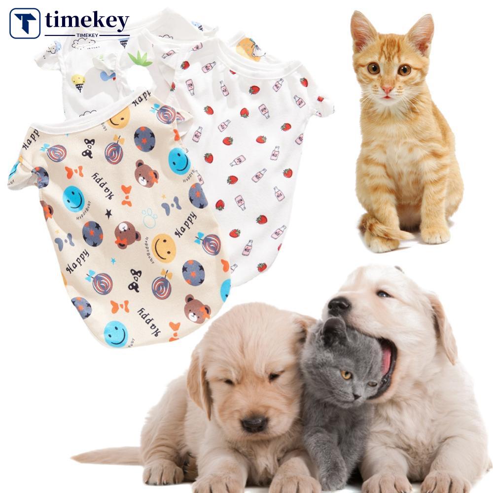 Timekey XS-XXL Musim Panas Rompi Hewan Peliharaan Motif Kartun Anjing Peliharaan Anjing Pakaian Untuk Anjing Kecil Anjing Peliharaan Rompi Pakaian Hewan Peliharaan E3U7